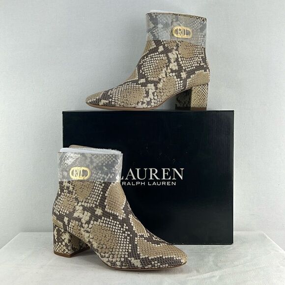 Lauren Ralph Lauren Wynne II Booties- Farro/FX Back Scale Python- Size 8.5M- NIB - Picture 1 of 7